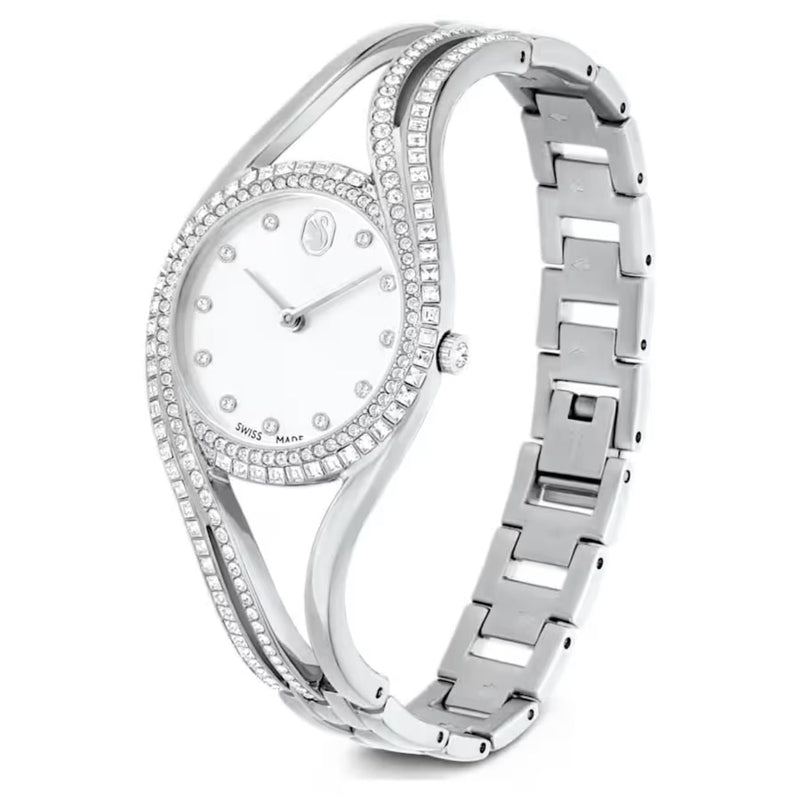 Swarovski Hyperbola 5689432 analog damklocka med vit urtavla och armband i rostfritt stål