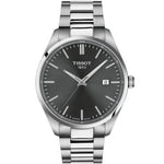 Tissot PR 100 T150.410.11.081.00 analog herrklocka med grå urtavla och armband i rostfritt stål