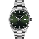 Tissot PR 100 T150.410.11.091.00 analog herrklocka med grön urtavla och armband i rostfritt stål