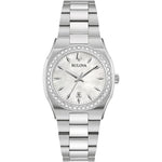 Bulova Surveyor Diamond 96R245 analog damklocka med silver urtavla och armband i rostfritt stål