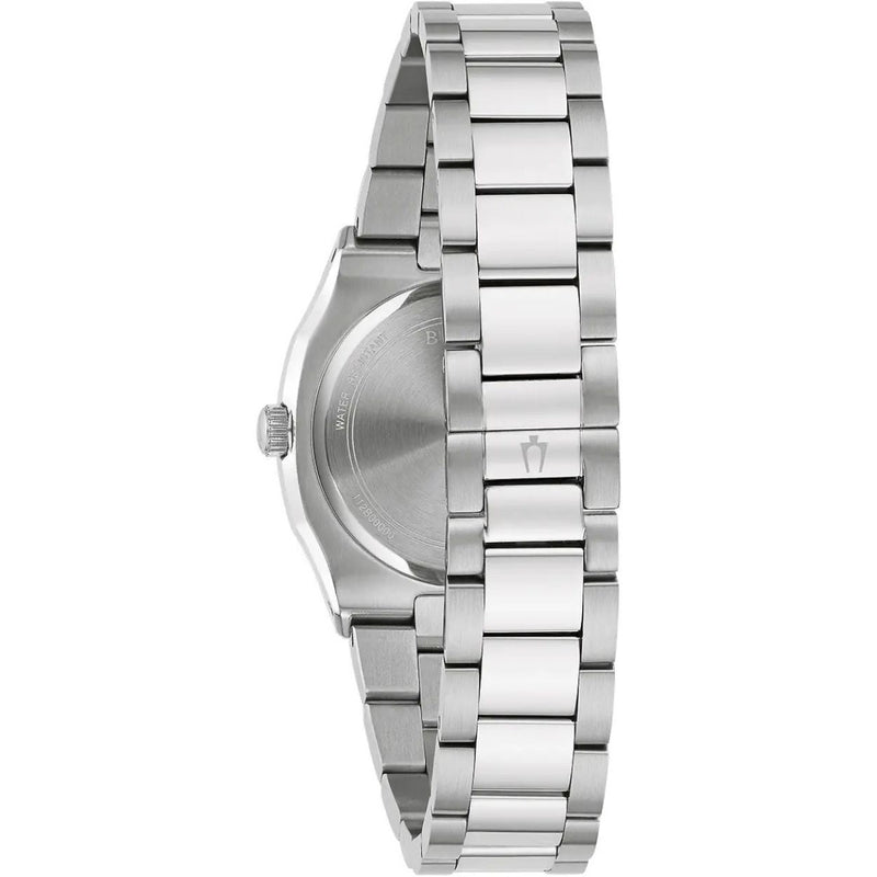 Bulova Surveyor Diamond 96R245 analog damklocka med silver urtavla och armband i rostfritt stål