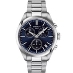Tissot PR 100 T150.417.11.041.00 analog herrklocka med blå urtavla och armband i rostfritt stål
