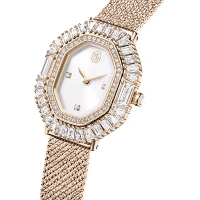Swarovski Matrix octagon 5732501 analog damklocka med silver urtavla och armband i rostfritt stål
