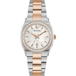 Bulova Surveyor 98R283 analog damklocka med vit urtavla och armband i rostfritt stål