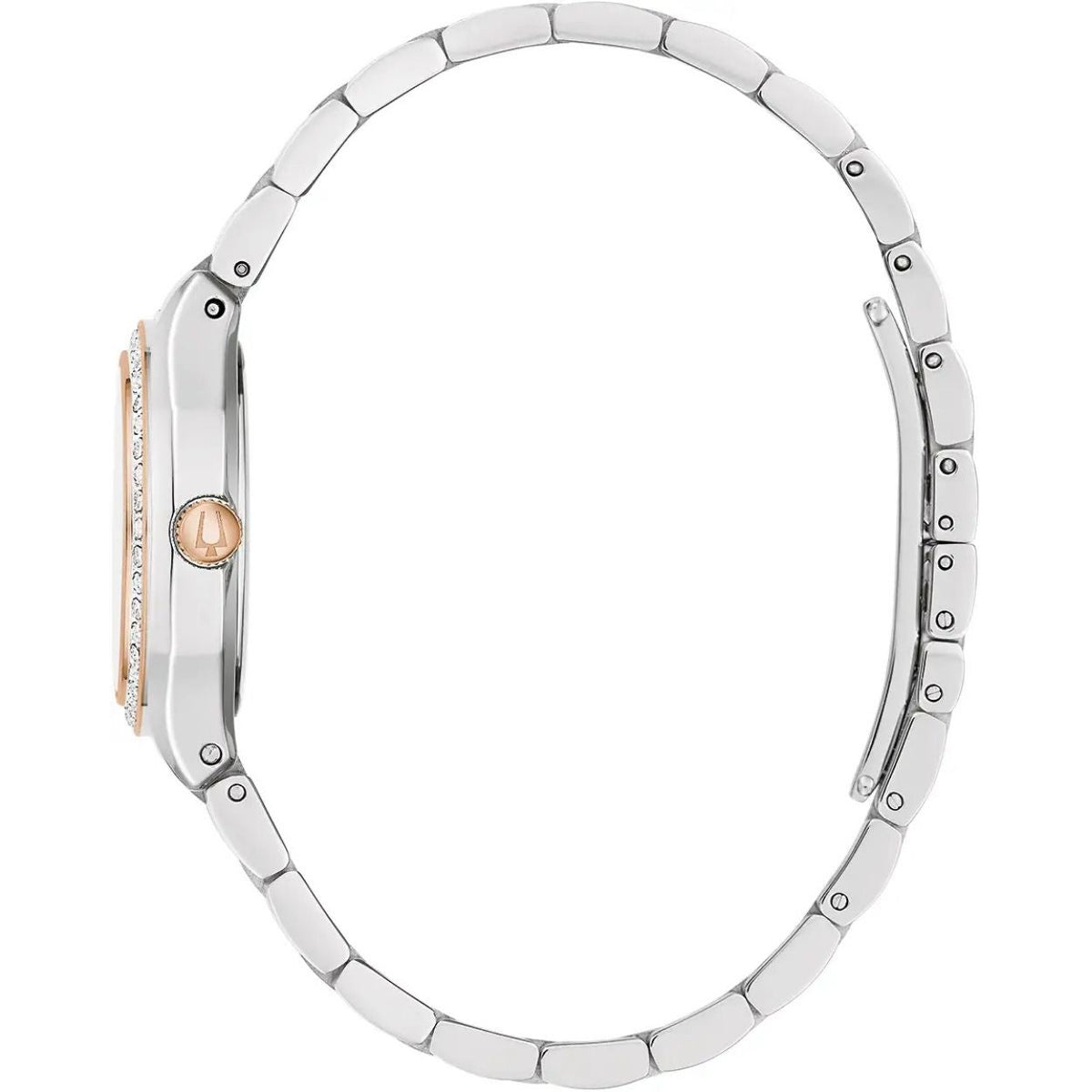 Bulova Surveyor 98R283 analog damklocka med vit urtavla och armband i rostfritt stål