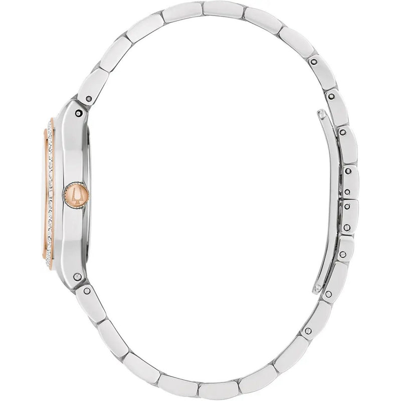 Bulova Surveyor 98R283 analog damklocka med vit urtavla och armband i rostfritt stål