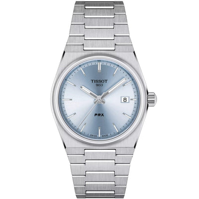 Tissot PRX 35mm T137.210.11.351.00 analog unisexklocka med blå urtavla och armband i rostfritt stål