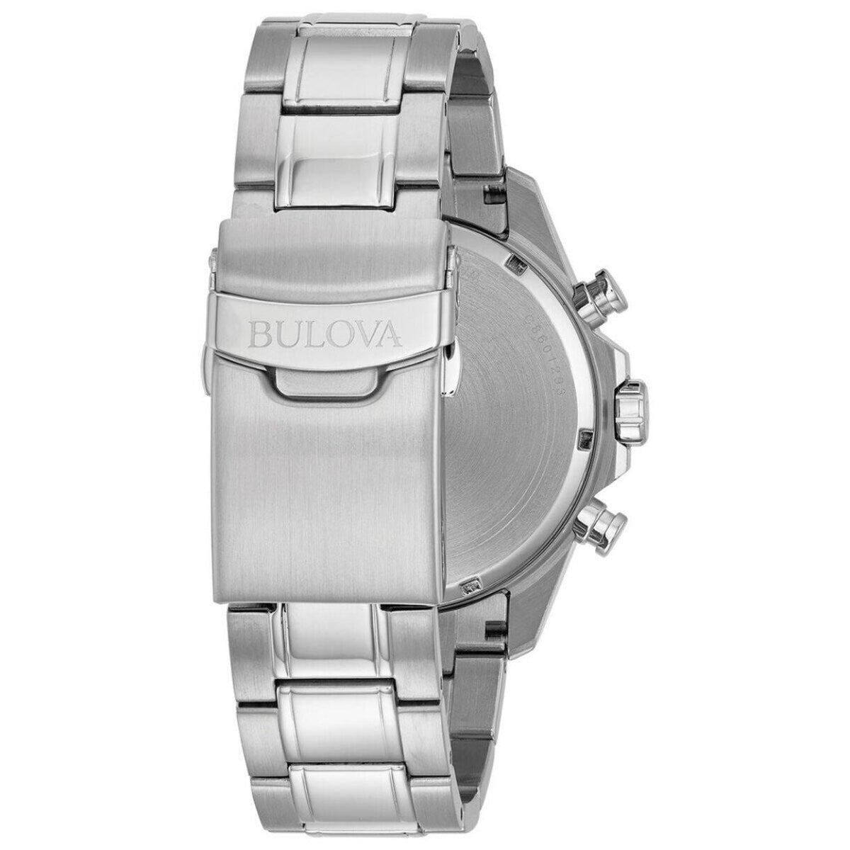 Bulova Marine Star Kronograf 96B255 analog herrklocka med vit urtavla och armband i rostfritt stål