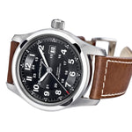 Hamilton Khaki Field Auto H70555533 analog herrklocka med svart urtavla och armband i läder