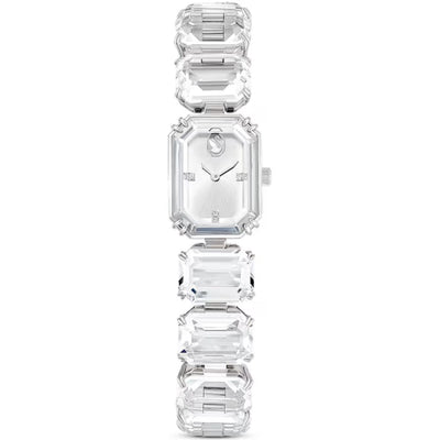 Swarovski Octagon cut bracelet 5729182 analog damklocka med vit urtavla och armband i rostfritt stål