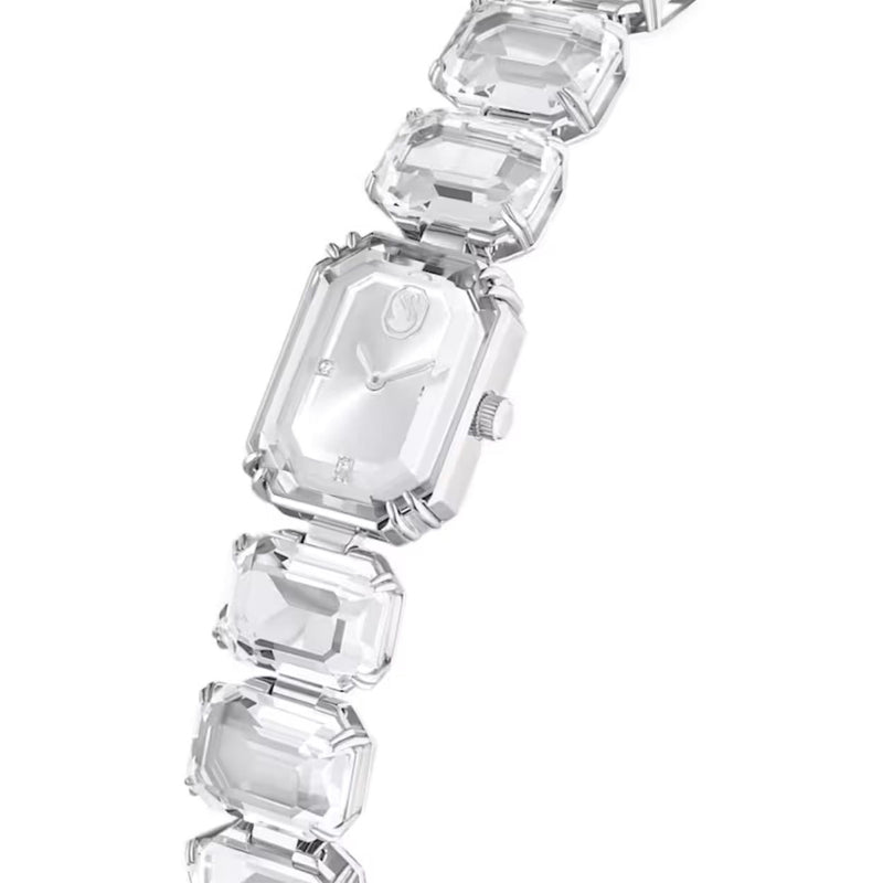 Swarovski Octagon cut bracelet 5729182 analog damklocka med vit urtavla och armband i rostfritt stål