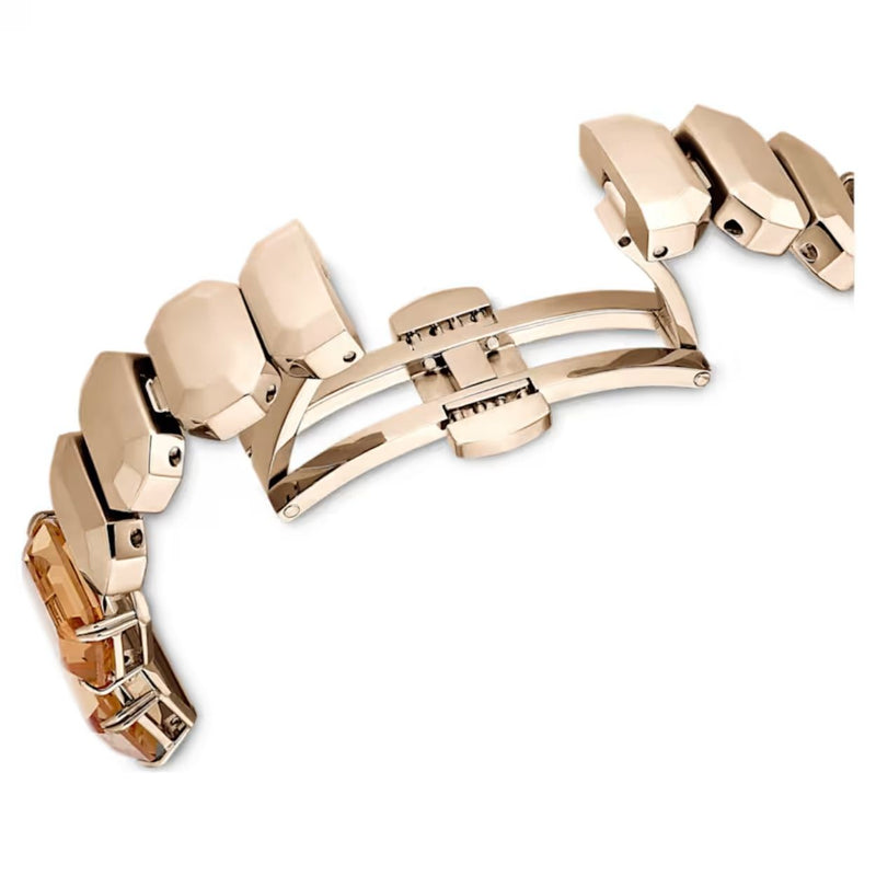 Swarovski Octagon cut bracelet 5729841 analog damklocka med brun urtavla och armband i rostfritt stål