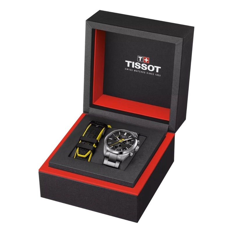 Tissot PR 100 Tour de France T150.417.11.051.00 analog herrklocka med svart urtavla och armband i rostfritt stål