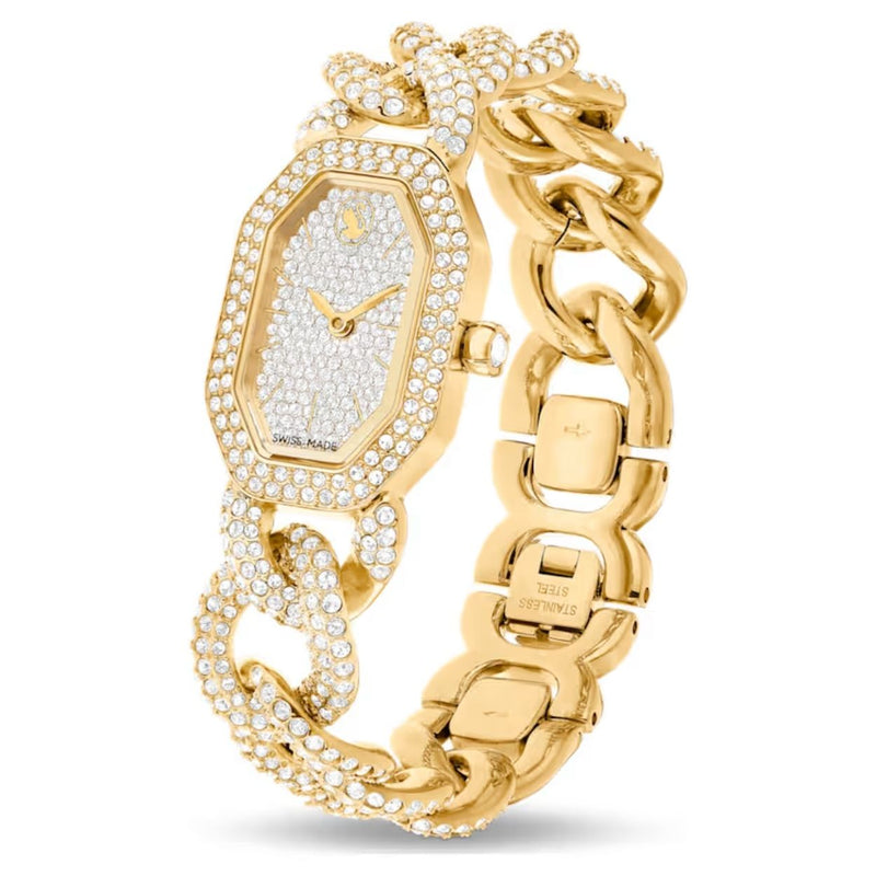 Swarovski Dextera chain 5668854 analog damklocka med guld urtavla och armband i rostfritt stål