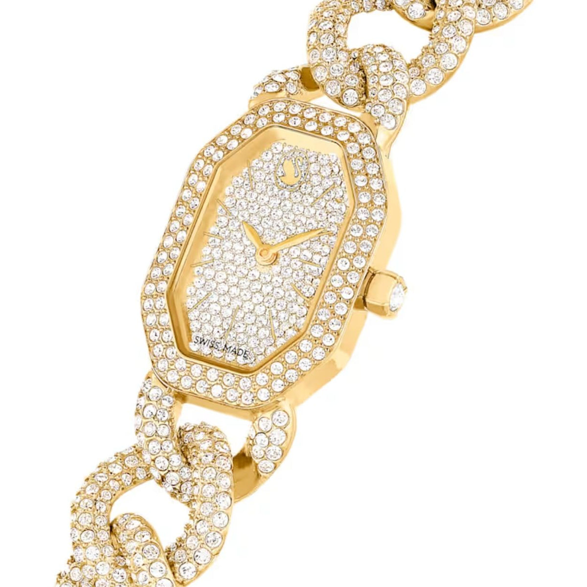 Swarovski Dextera chain 5668854 analog damklocka med guld urtavla och armband i rostfritt stål
