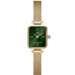 Daniel Wellington Quadro Mini Evergold Emerald analog damklocka med grön urtavla och armband i rostfritt stål