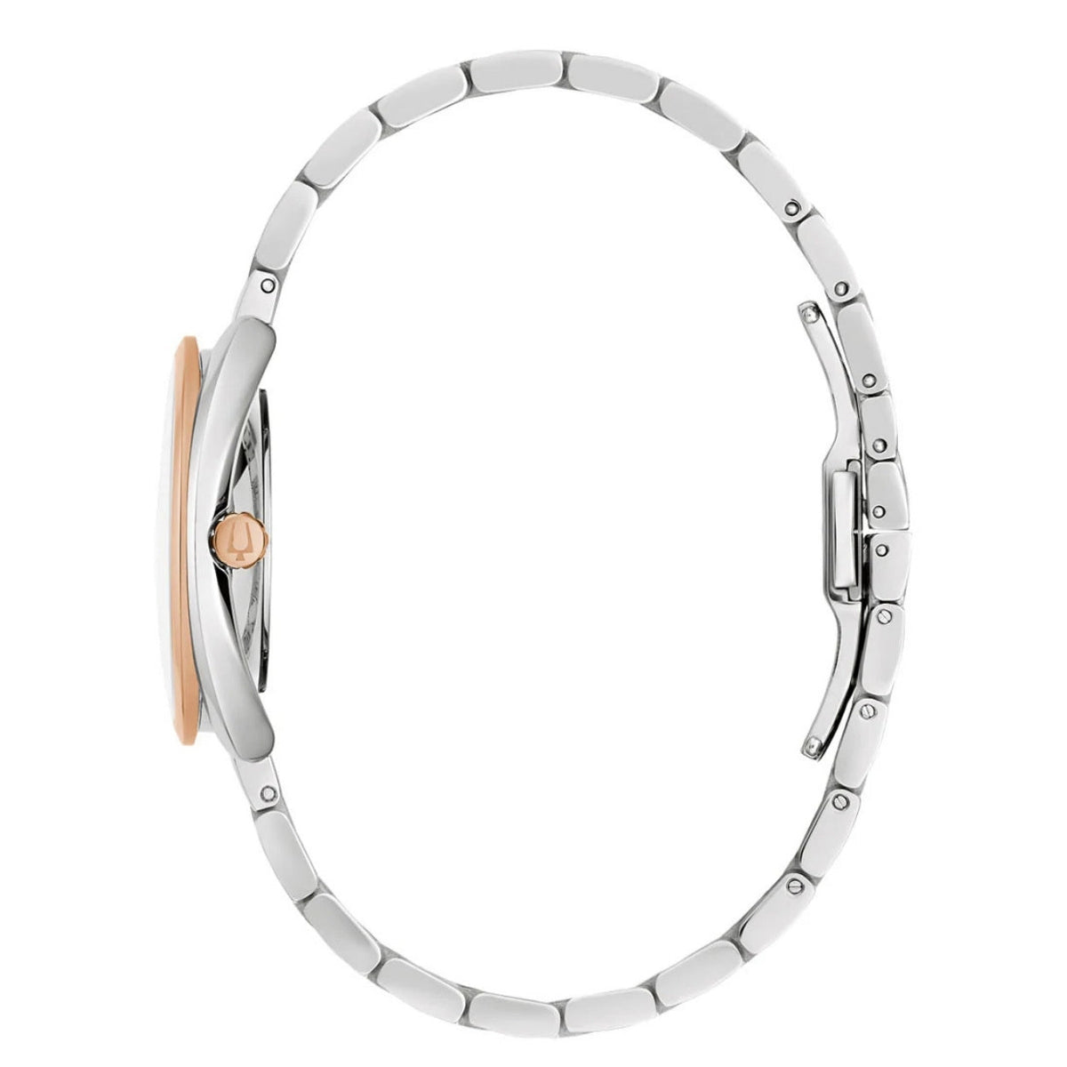 Bulova Classic Duality Diamond 98P219 analog damklocka med silver urtavla och armband i rostfritt stål