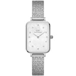 Daniel Wellington Quadro Lumine Pressed Piano DW00100580 analog damklocka med vit urtavla och armband i rostfritt stål