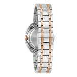 Bulova Classic Duality Diamond 98P219 analog damklocka med silver urtavla och armband i rostfritt stål