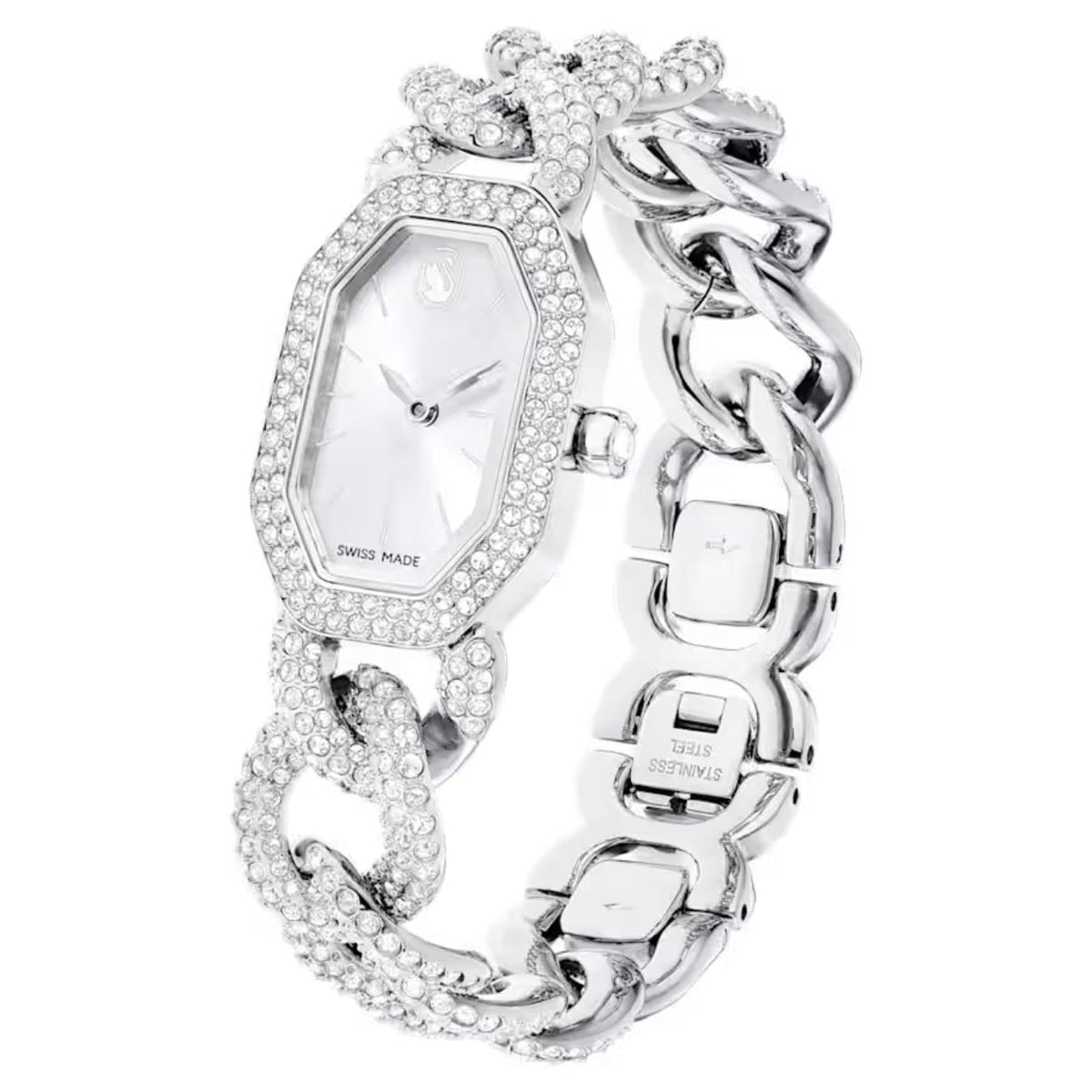 Swarovski Dextera chain 5668899 analog damklocka med silver urtavla och armband i rostfritt stål