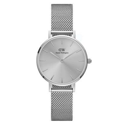 Daniel Wellington Petite Unitone DW00100464 analog damklocka med silver urtavla och armband i rostfritt stål