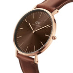 Daniel Wellington Classic St Mawes DW00100627 analog unisexklocka med brun urtavla och armband i läder