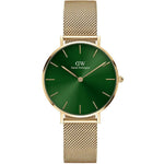 Daniel Wellington Petite DW00100480 analog damklocka med grön urtavla och armband i rostfritt stål