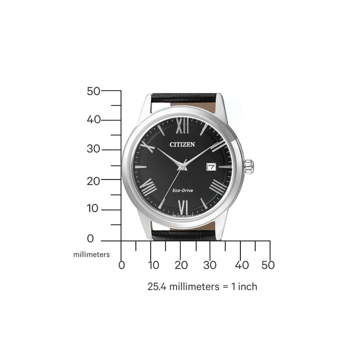 Citizen Eco-Drive AW1231-07E analog herrklocka med svart urtavla och armband i läder