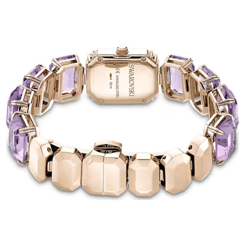 Swarovski Octagon cut bracelet 5722364 analog damklocka med lila urtavla och armband i rostfritt stål