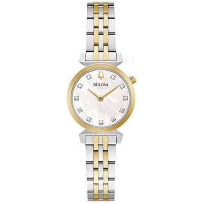 Bulova Regatta 98P202 analog damklocka med vit urtavla och armband i rostfritt stål