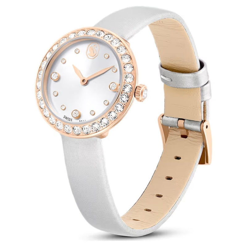Swarovski Matrix tennis 5710105 analog damklocka med grå urtavla och armband i skinn