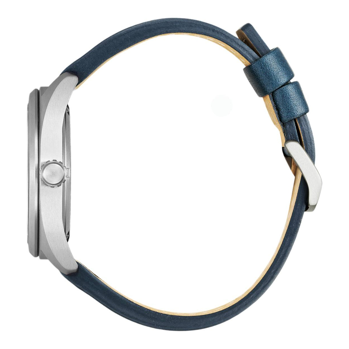 Citizen Eco Drive BM8560-45LE analog herrklocka med blå urtavla och armband i läder