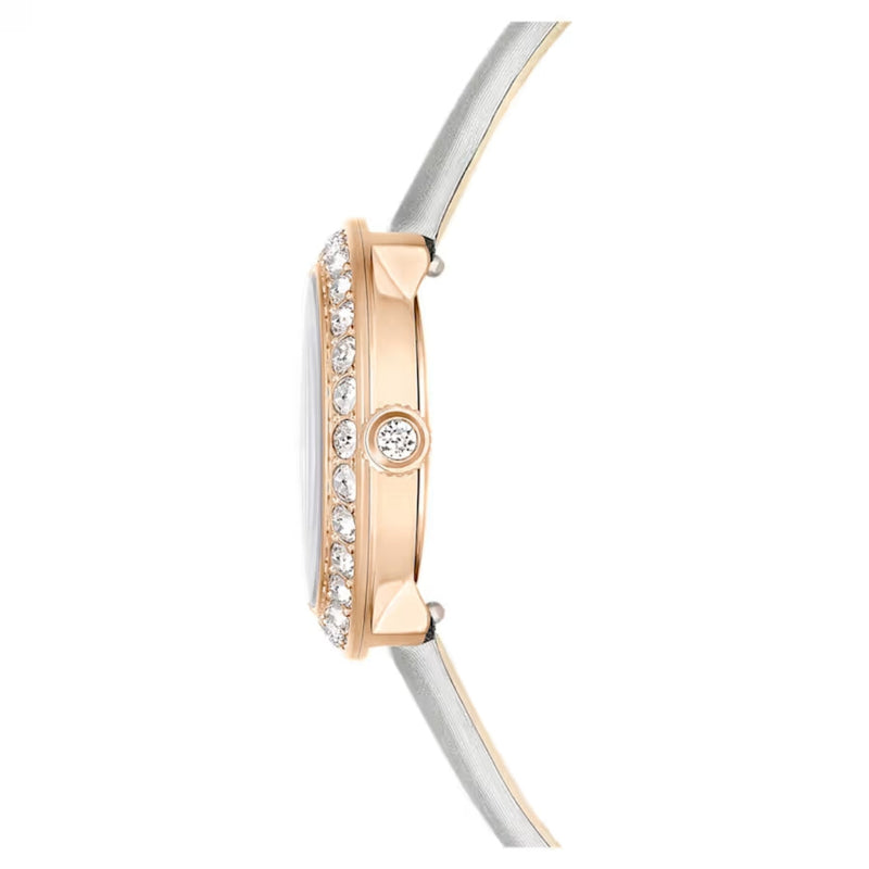Swarovski Matrix tennis 5710105 analog damklocka med grå urtavla och armband i skinn