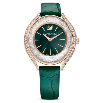 Swarovski Crystalline aura 5644078 analog damklocka med grön urtavla och armband i skinn