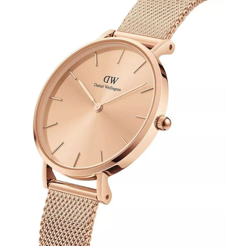 Daniel Wellington Petite DW00100471 analog damklocka med roséguld urtavla och armband i rostfritt stål