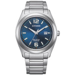 Citizen Super Titanium AW1641-81L analog herrklocka med blå urtavla och armband i titan