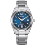 Citizen Super Titanium Eco-Drive FE6151-82L analog damklocka med blå urtavla och armband i titan