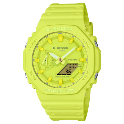 Casio G-shock GA-2100-9A9ER analog herrklocka med gul urtavla och armband i resin