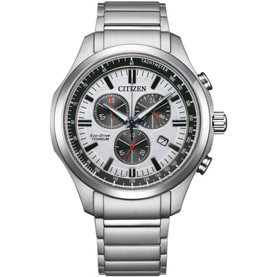 Citizen Super Titanium Sport AT2530-85A analog herrklocka med vit urtavla och armband i titan