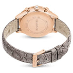 Swarovski Octea chrono 5671153 analog damklocka med grå urtavla och armband i skinn
