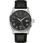 Bulova Wilton 96B387 analog herrklocka med svart urtavla och armband i skinn