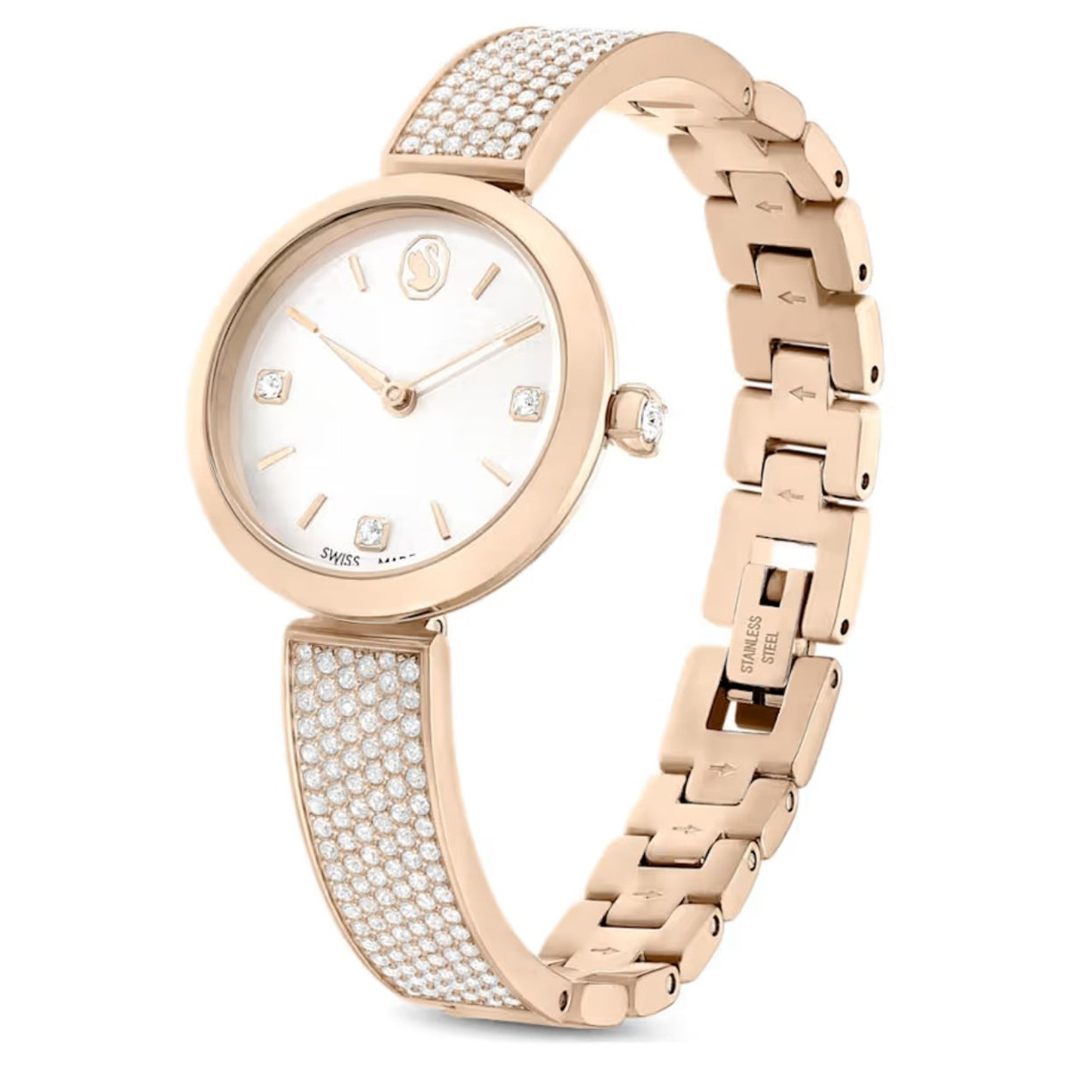 Swarovski Illumina 5671196 analog damklocka med vit urtavla och armband i rostfritt stål