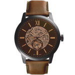 Fossil Townsman Automatic ME3155 analog herrklocka med brun urtavla och armband i läder