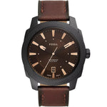 Fossil Machine FS5972 analog herrklocka med brun urtavla och armband i rostfritt stål