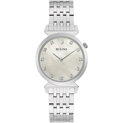 Bulova Classic 96P216 analog damklocka med beige urtavla och armband i rostfritt stål