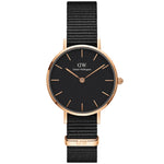 Daniel Wellington  Petite Cornwall DW00100215 analog damklocka med svart urtavla och armband i läder