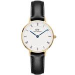 Daniel Wellington Petite Roman Numerals Sheffield DW00100686 analog damklocka med vit urtavla och armband i läder