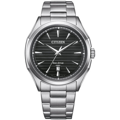 Citizen Eco Drive AW1750-85E analog herrklocka med svart urtavla och armband i rostfritt stål