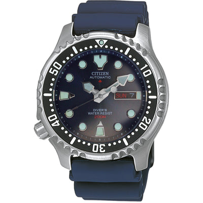 Citizen Promaster NY0040-17LE analog unisexklocka med blå urtavla och armband i gummi
