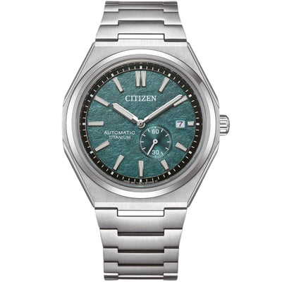 Citizen Super Titanium Automatisk NJ0180-80X analog herrklocka med grön urtavla och armband i titan